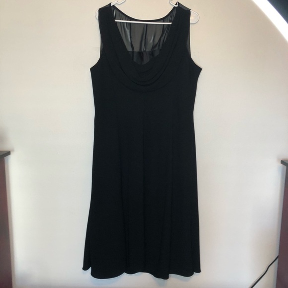 Jones New York Elegant Sleeveless Dress Sheer Neckline Cowl Back Black Size 16W - Picture 3 of 8